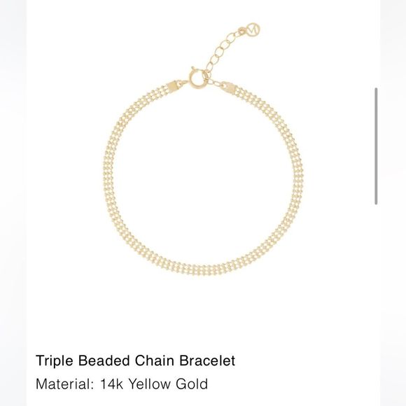 Mejuri Triple Bead Gold Chain Bracelet - 14k yellow gold - Picture 7 of 8